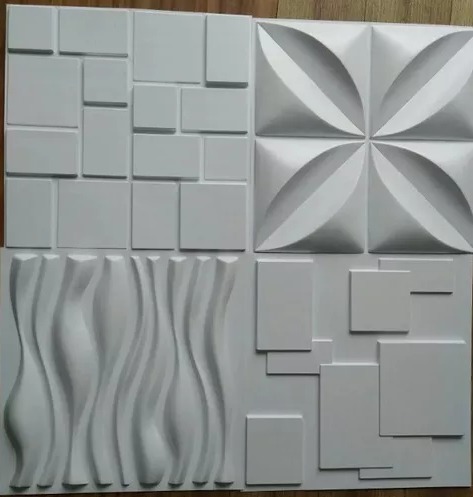 revestimento para sala em 3d combinando padrões diversos geométricos