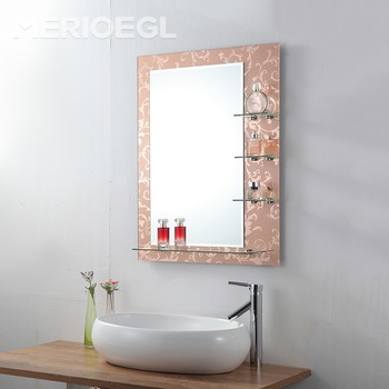 Espelho para banheiro com prateleiras pequenas