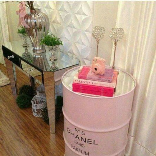 Tambor decorativo: Chanel rosa
