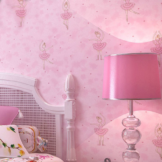 Tecido para parede de quarto infantil com bailarina rosa