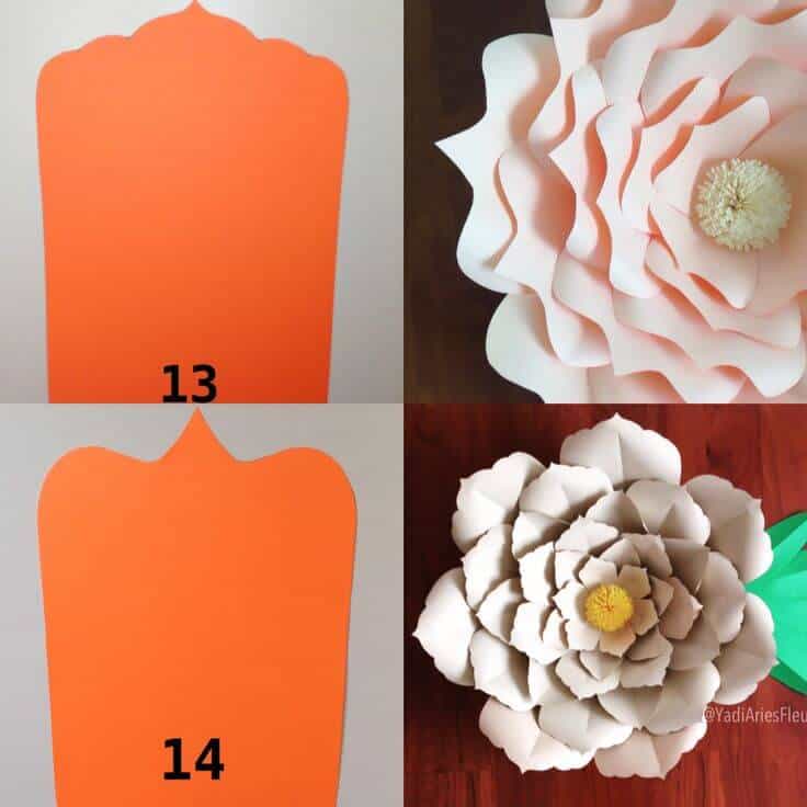 Dois moldes diferentes para flores de papel