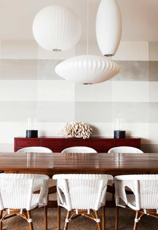 Decoração com papel de parede para sala de jantar moderna