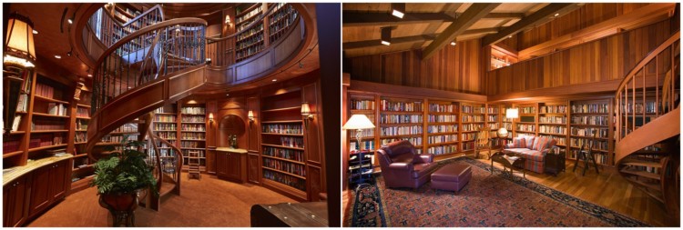 biblioteca em casa rústica