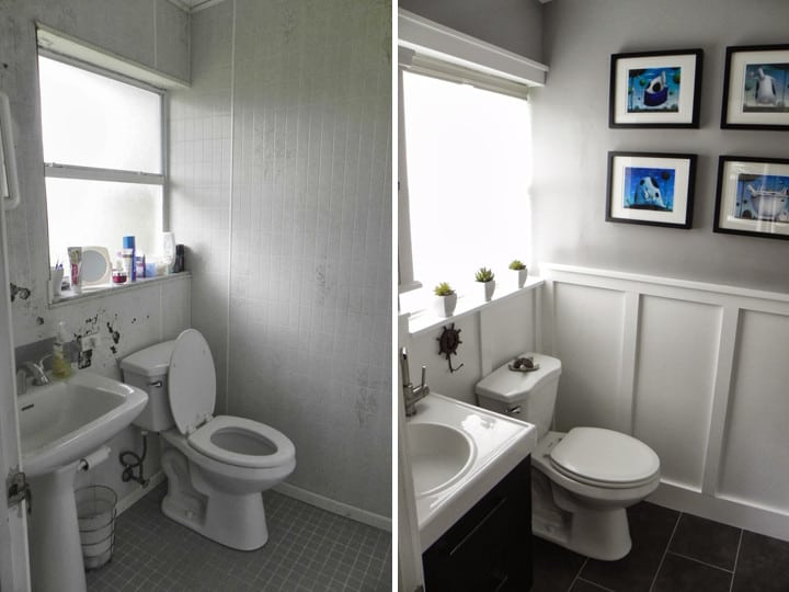 Antes e depois da reforma de banheiro simples