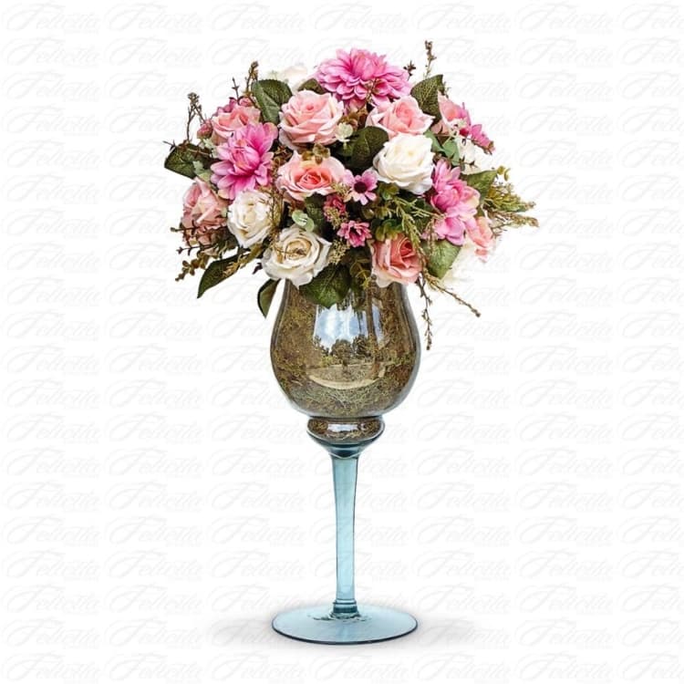 arranjo de flores artificiais rosas coloridas provencais 03