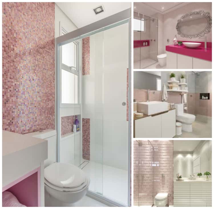 Banheiro rosa e branco