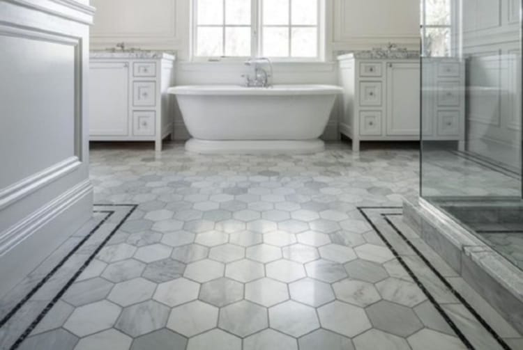 Formato hexagonal de cerâmica para banheiro