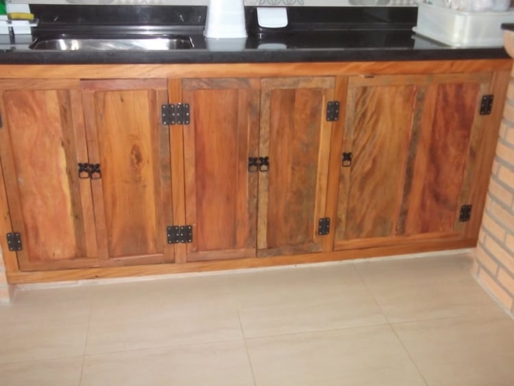 Armário de pia de cozinha de madeira maciça