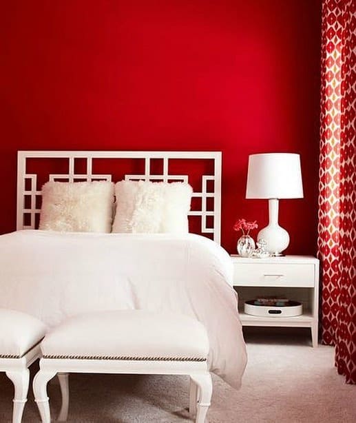 Tinta óleo para parede do quarto na cor vermelha