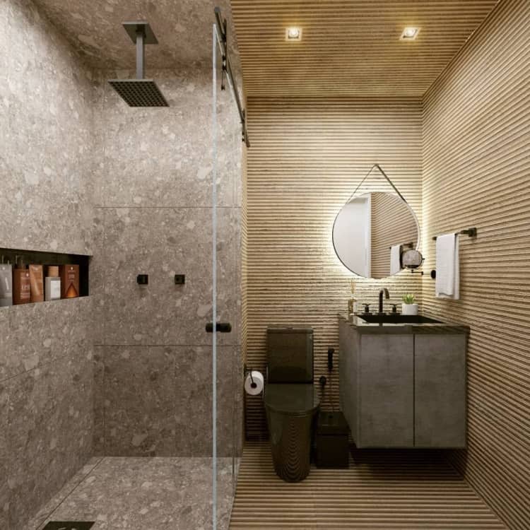 banheiro moderno com Chuveiro de teto