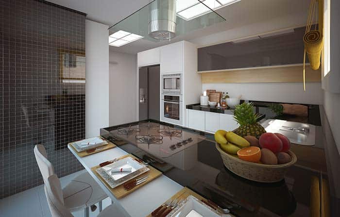 cozinha moderna com granito marrom