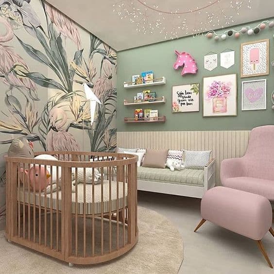papel de parede para quarto de bebe feminino floral 6