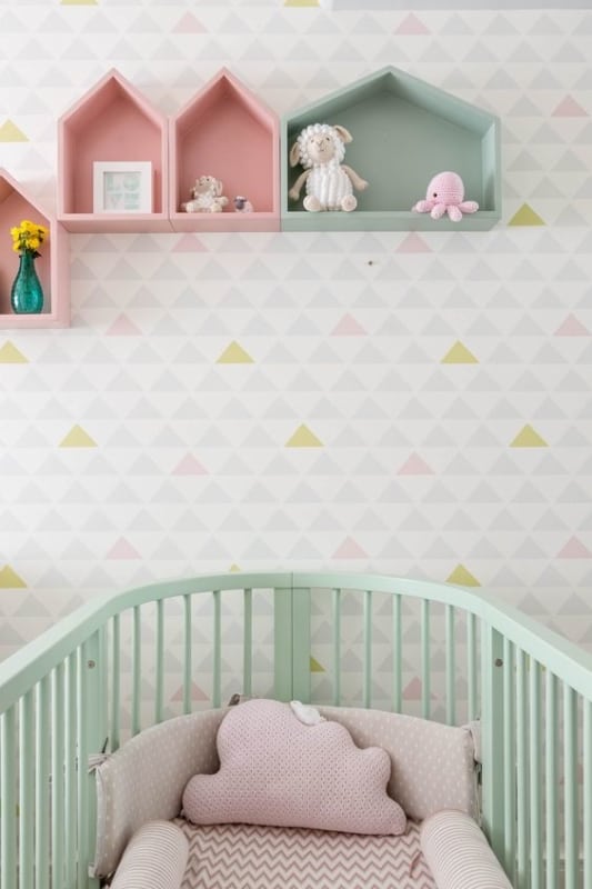 papel de parede para quarto de bebe feminino geométrico 3