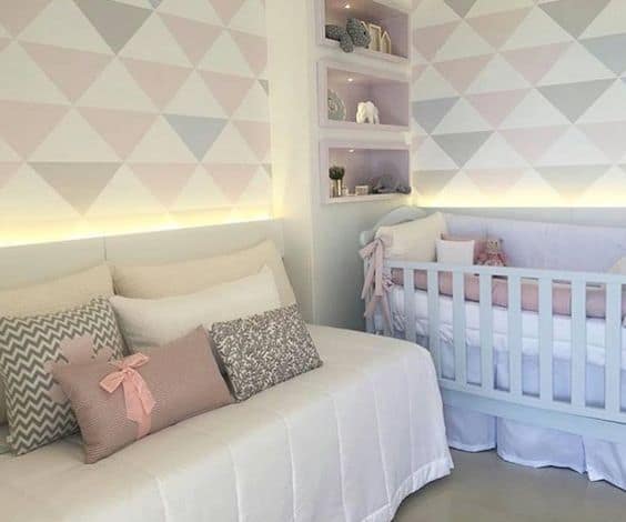 papel de parede para quarto de bebe feminino geométrico 8