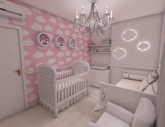 papel de parede para quarto de bebe feminino nuvem