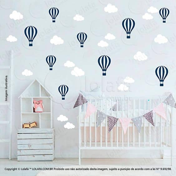 papel de parede para quarto de bebe masculino balão 5