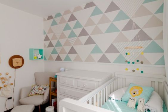 papel de parede para quarto de bebe masculino geometrico 3