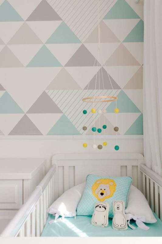 papel de parede para quarto de bebe masculino geometrico 5