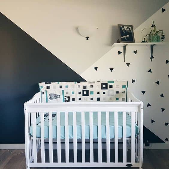 papel de parede para quarto de bebe masculino geometrico