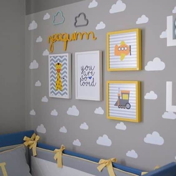 papel de parede para quarto de bebe masculino nuvem 10