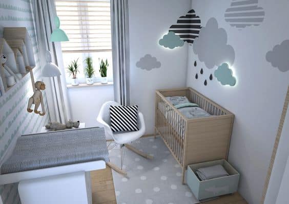 papel de parede para quarto de bebe masculino nuvem 3