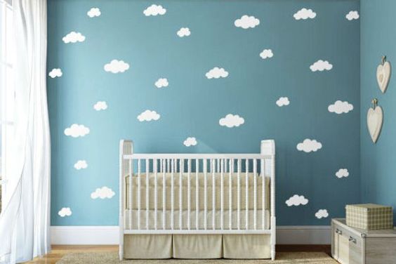 papel de parede para quarto de bebe masculino nuvem 6