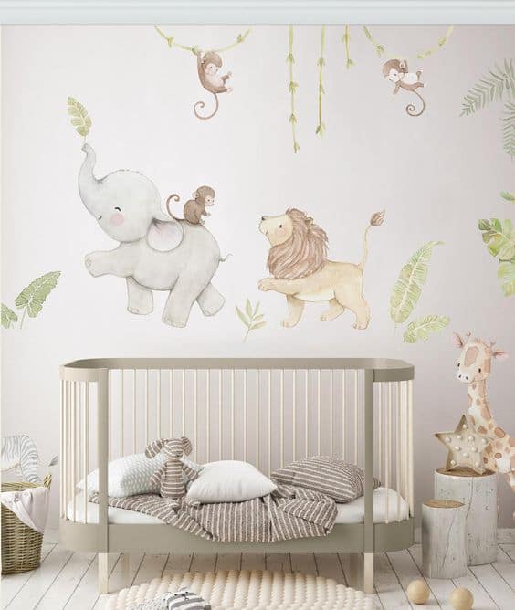 papel de parede para quarto de bebe masculino safari 4