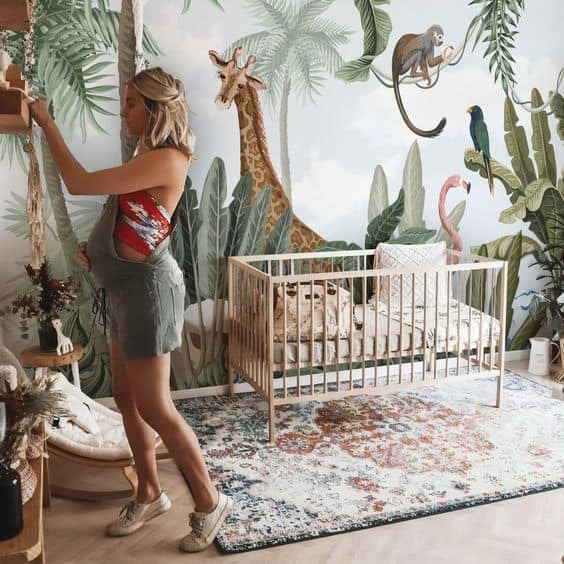 papel de parede para quarto de bebe masculino safari 9