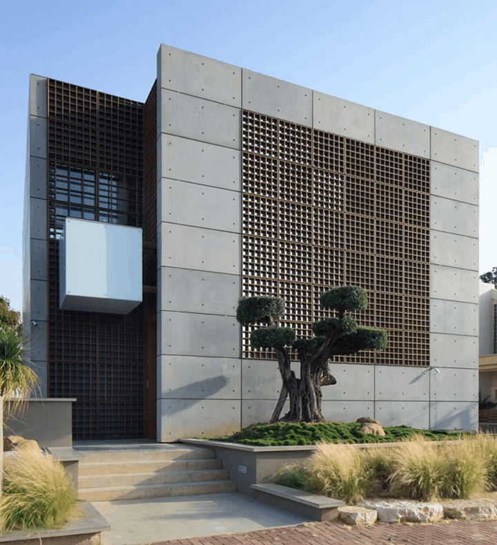 fachada de sobrado moderno de concreto pré moldado