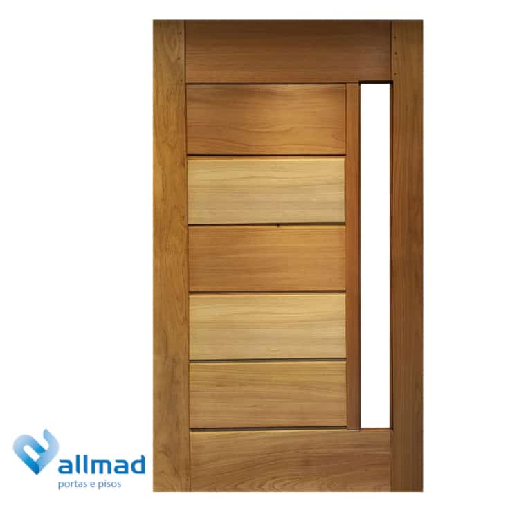 porta de madeira com vidro lateral