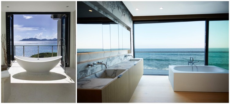 banheiros com vista para o mar