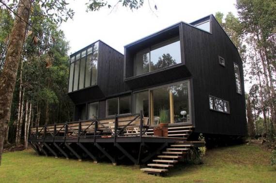 casa moderna e de luxo na floresta