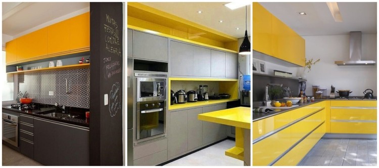 cozinha amarela e cinza