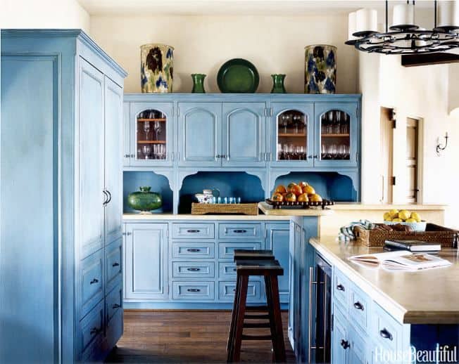 Reforma de cozinha antiga em tons de azul
