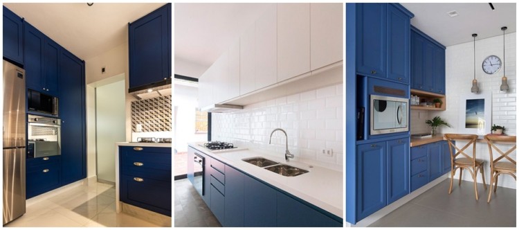 cozinha em azul e branco