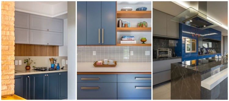 cozinha azul e cinza