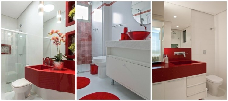 banheiro vermelho e branco