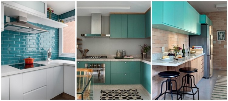 cozinha azul turquesa