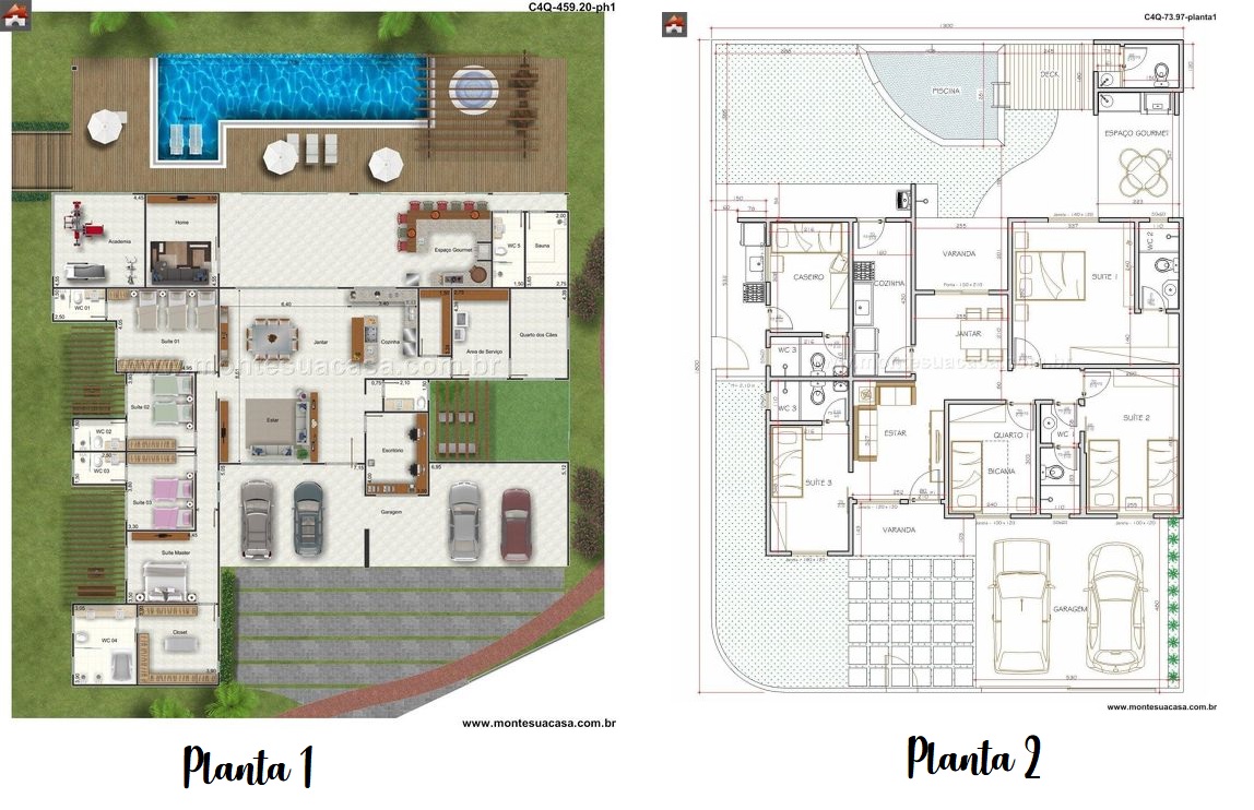 plantas de casas com piscina