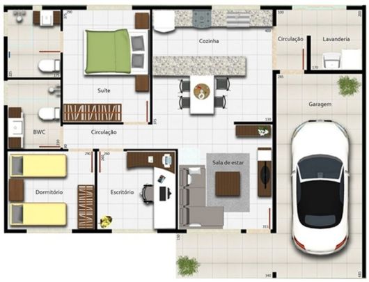 Plantas de casas pequenas com garagem