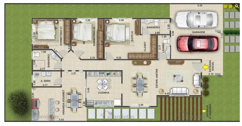 casa simples e grande