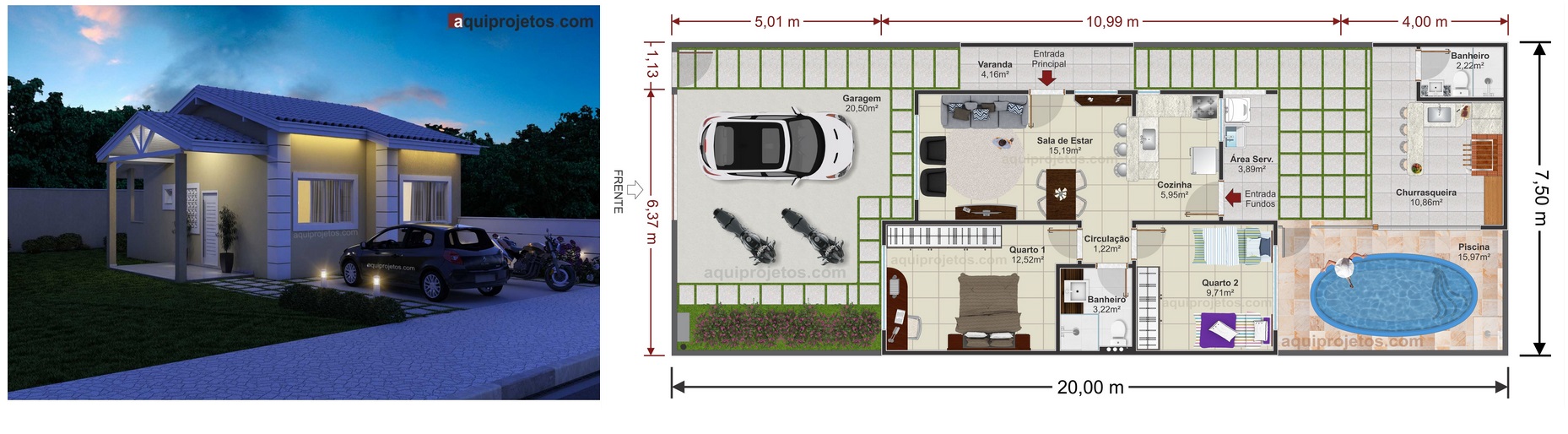 casa pequena com piscina