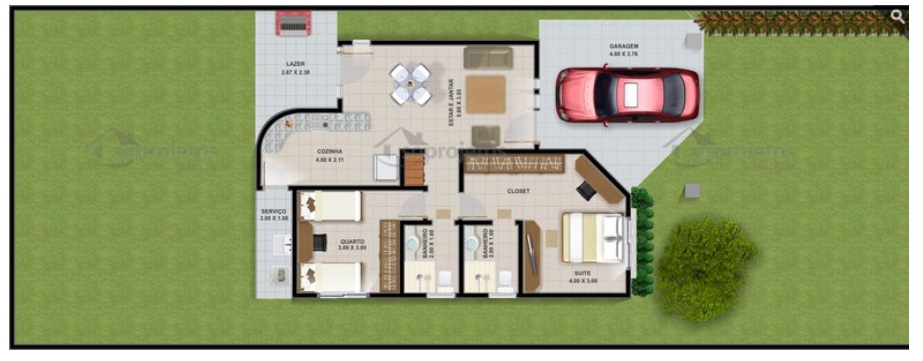 casa simples com garagem e 2 dormitórios