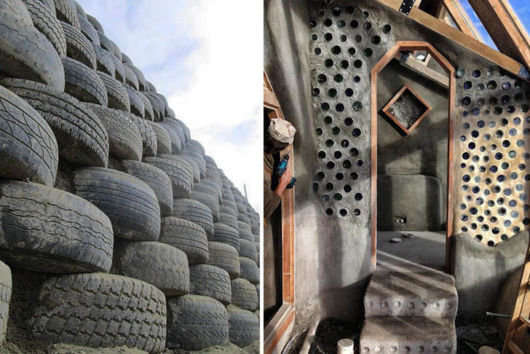 casa com materiais reciclados