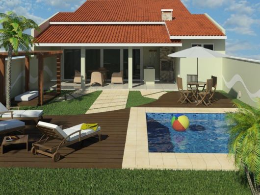 Casas com piscina: simples e pequena térrea