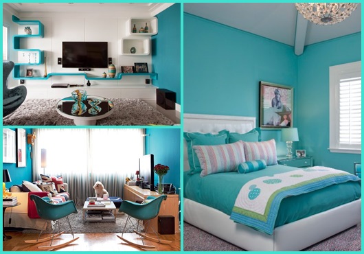 Casas decoradas: Decoração azul turquesa inspirações