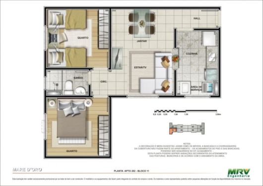 Casas em L: Planta simples