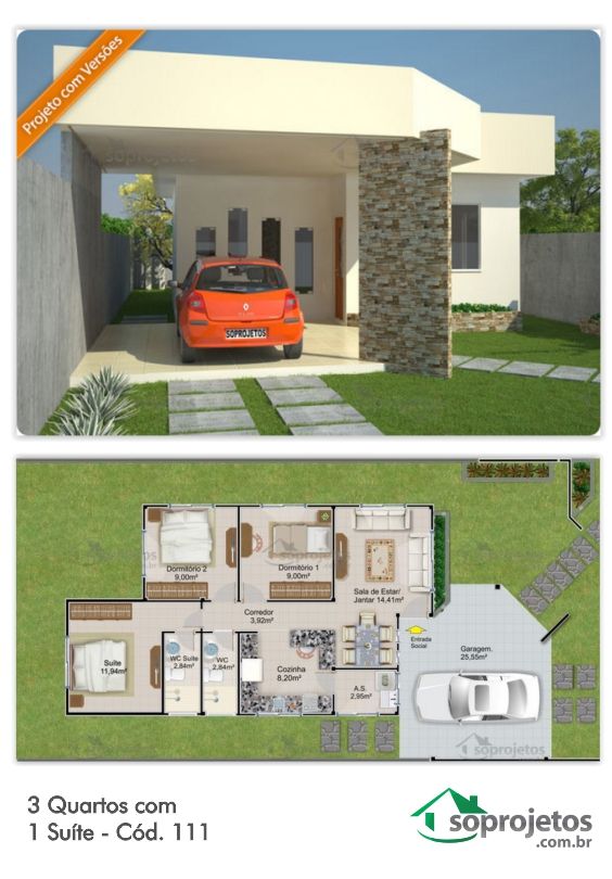 casa moderna com cozinha americana