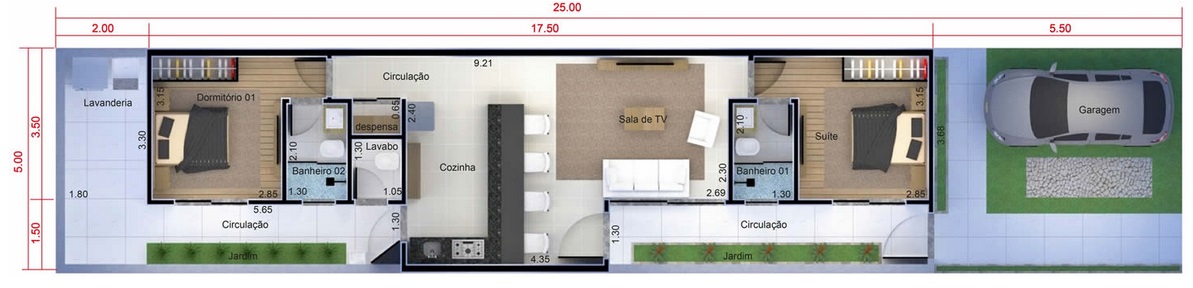 casa com cozinha americana