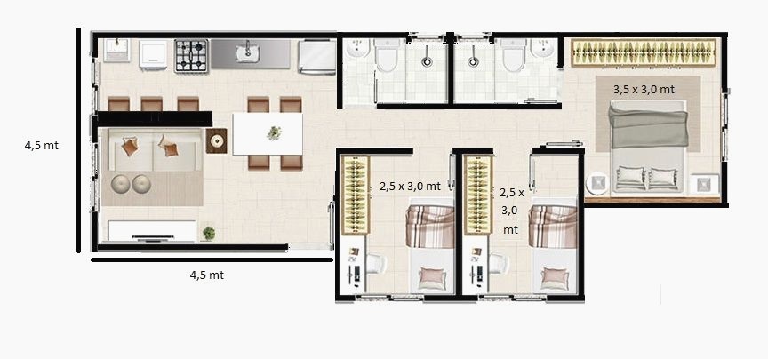 edícula com 3 dormitórios